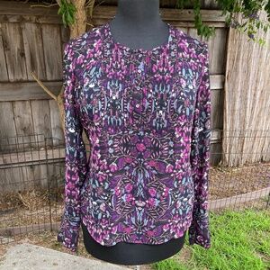 Purple Floral Mandala-Like Blouse